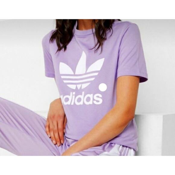 adidas Tops - Adidas Purple Lilac Lavender Trefoil Cotton Short Sleeve T Shirt M